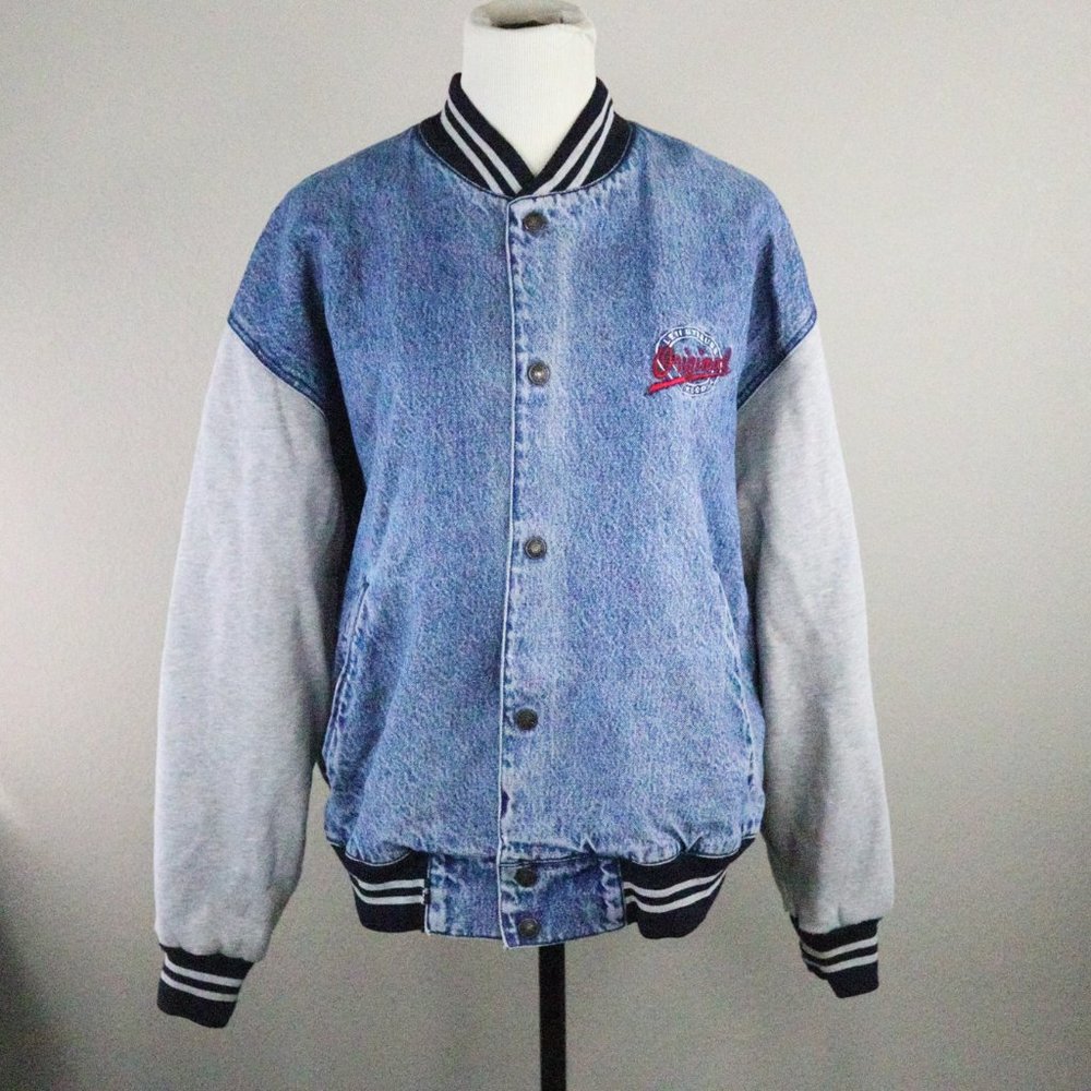 Levis Original Denim Varsity Letterman Bomber Jacket Stranger Thing Style 80's M